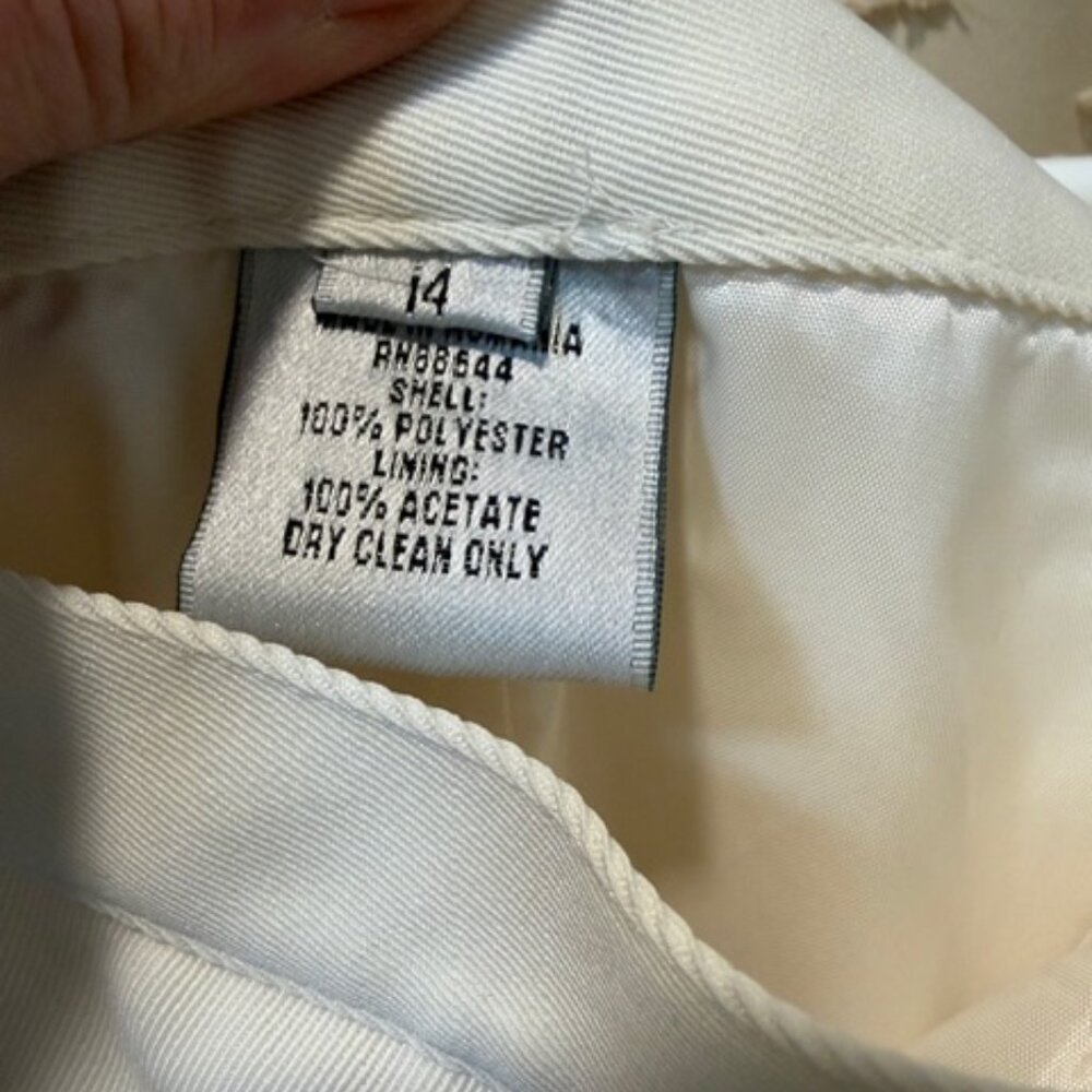 John Meyer Norwich Pantsuit 14 Ivory Vintage 90s Lined Made Romania - Picture 8 of 16